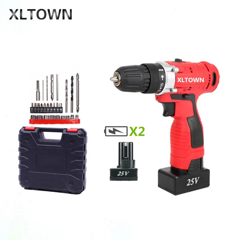 

XLTOWN 25v Electric Screwdriver with 2 battery Household Cordless Hand Drill Rechargeable Lithium Battery Electric Screwdriver