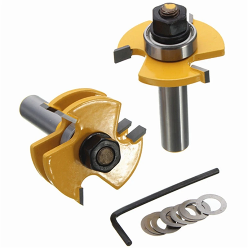 

Wood Milling Cutter Tongue & Groove Router Bit Set 1/2" Shank Milling Cutter Woodworking Tool 2Pcs