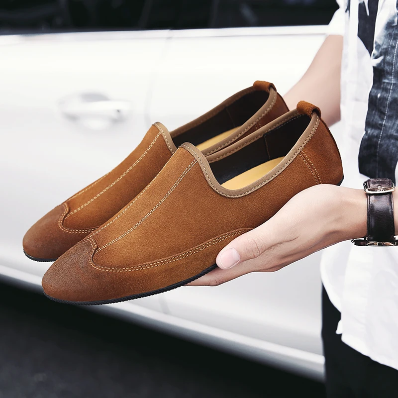 mens suede leather loafers shoes luxury brand italian male footwear shoes adult elegant slip on pointed toe oxford shoes for men (16)