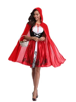 

New Little Red Riding Hood Costume Queen Fancy Dress Halloween Cosplay Uniform Adult Women Carnival Party Cosplay Costume