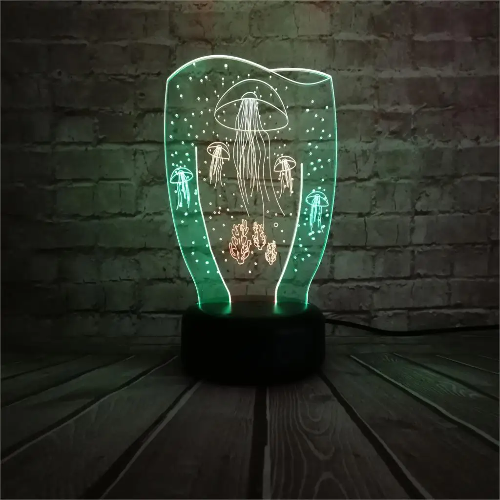 Luminaria цветной Медузы 3D видения Ночник светильник Настольная лампа 7 цветов