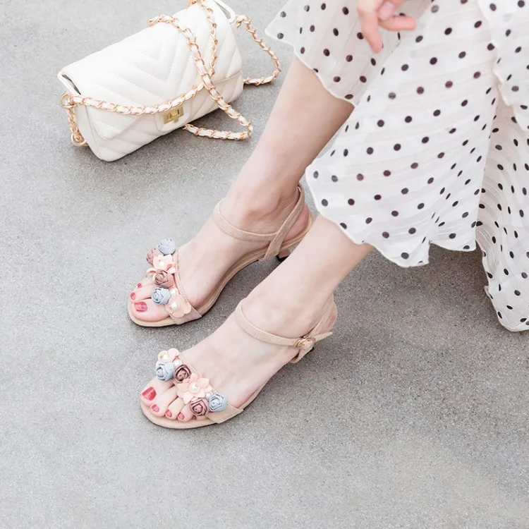 

Big Size 9 10 11 12 Flower high heels sandals women shoes woman summer ladies