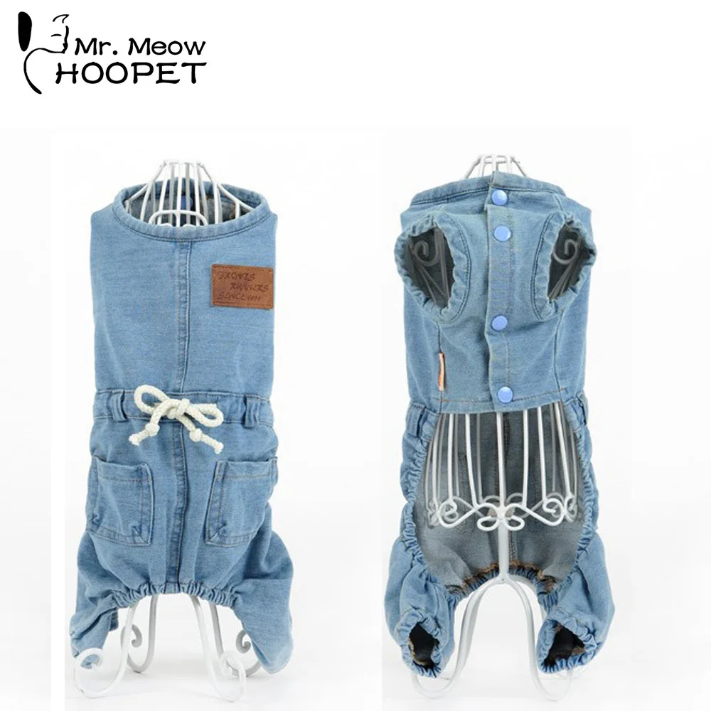 Pet Cat Dog Cassic Clothes Denim jeans Shirt Strap Jeans Coat Vest
