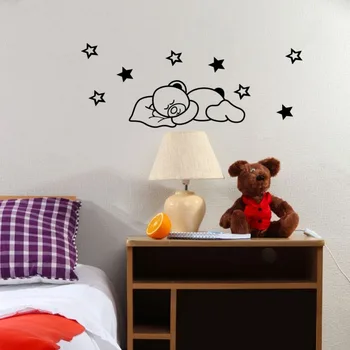 

Sleepy Bear Stars DIY Kids Room Wall Sticker Cartoon Wall Decal Art Nursery Decor