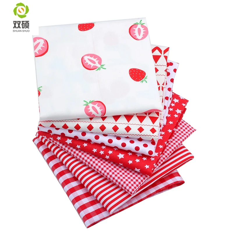 Shuangshuo Fat quarters Fabric Bundles 7 Color Patchwork Fabric For