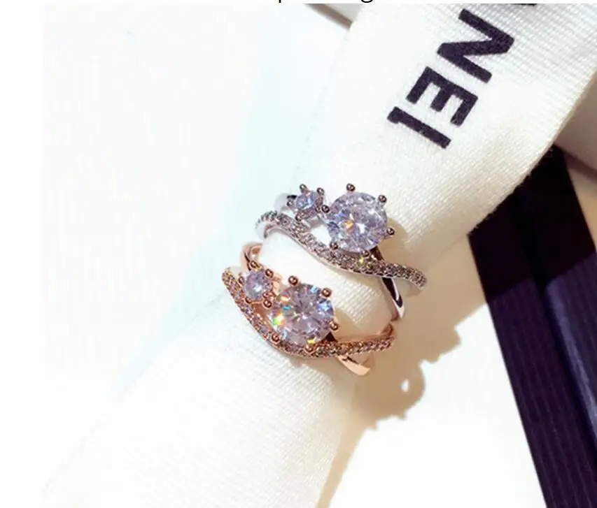 

New Fashion OPen Rings For Women Cubic Zirconia Adjustable Rings Jewelry Big zircon Finger Rings