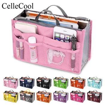 

Insert Bag Women Nylon Travel Insert Organizer Handbag Purse Large liner Lady Makeup Cosmetic Bag Travel bag Cheap Female Tote