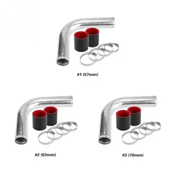 

Turbo Universal 90 Degree Elbow Intercooler Aluminum Pipe with 2 Silicone Hose 4 Clamps Aluminum Alloy Aluminum Pipe Accessorie