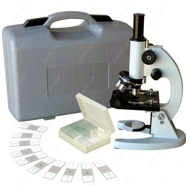 

Glass Lens Student Microscope--AmScope Supplies 40X-640X Metal Body Glass Lens Student Microscope with ABS Case & 25pc Specimens