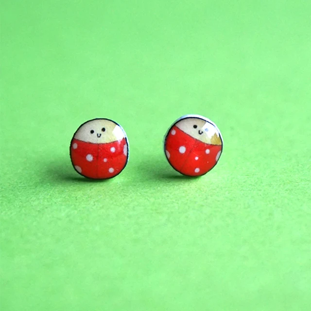 2017 Creative Charm Stud Earrings For Women Diy Cute Little Ladybug 2017 Creative Charm Stud Earrings For Women Diy Cute Little Ladybug Kids Handmade Aneme