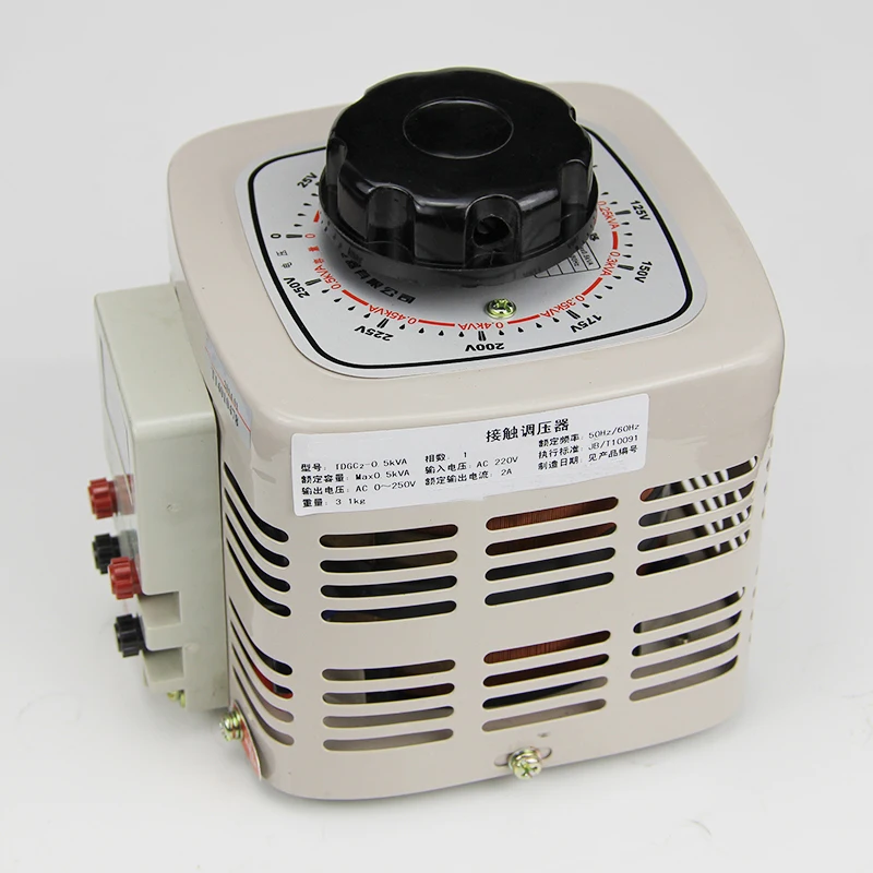 단상 접촉식 전압 조정기 TDGC2 500VA 가변 변압기 500W 전력 변환기 (220V에서 0-250V 조정 가능)