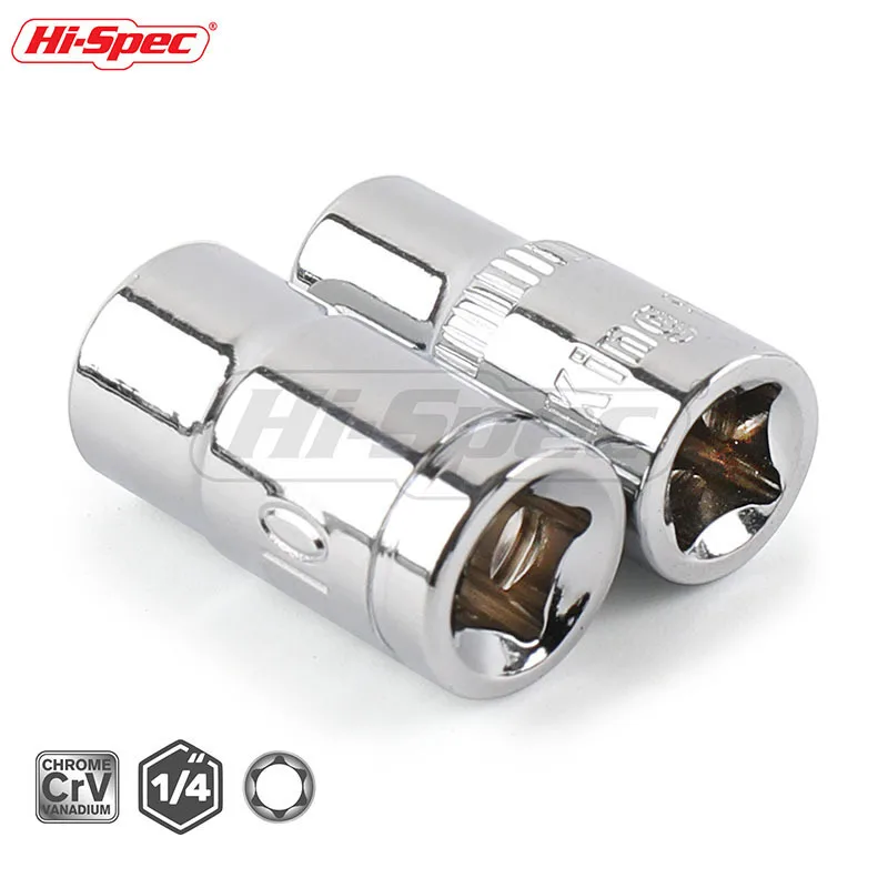 Hi Spec 6 шт. 1/4 E Star Torx Набор гнезд Hex Шестигранная розетка адаптер Универсальная
