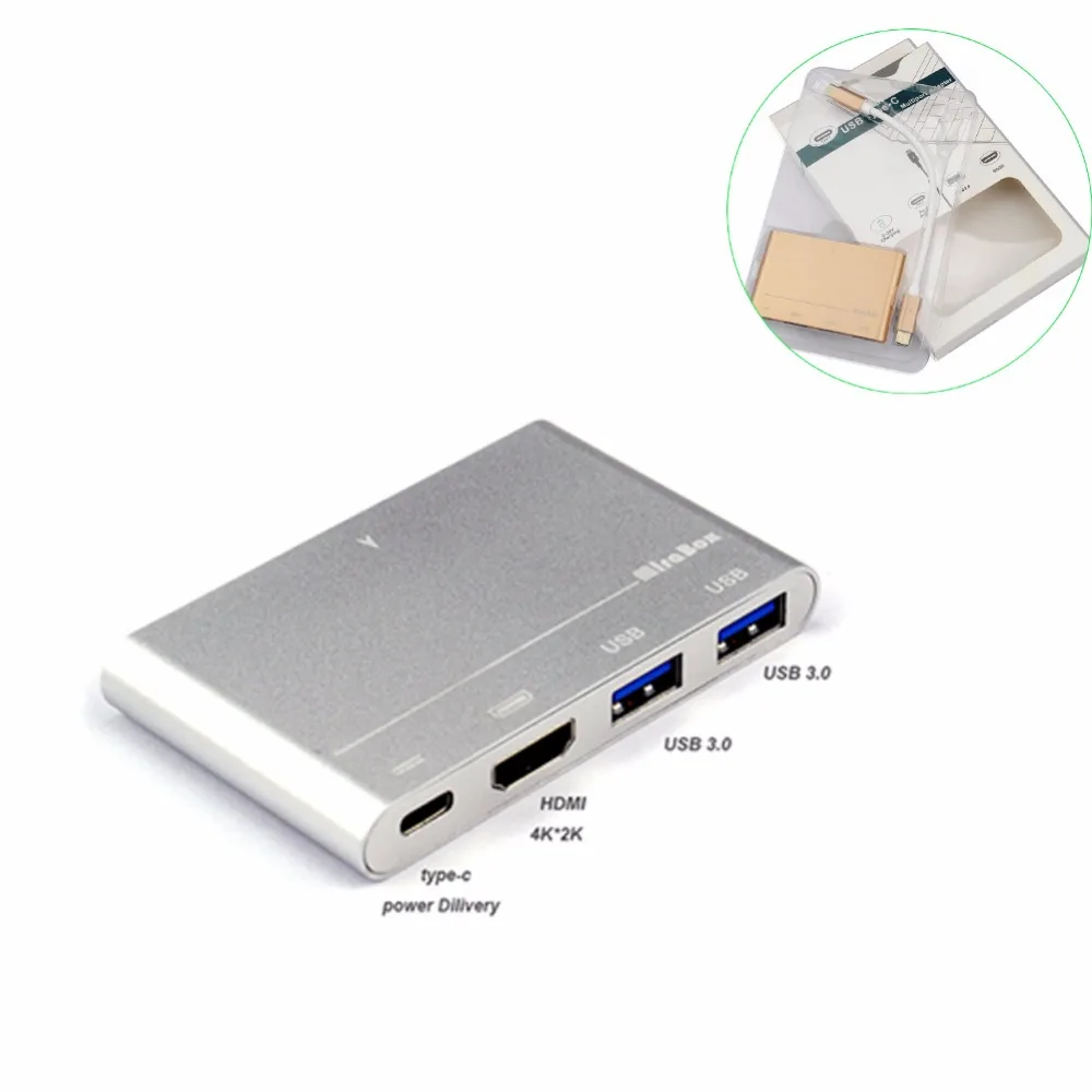 USB-C USB 3,1 type C к HDMI адаптер type C к HDMI/USB концентратор с функцией зарядки DP поддержка 4 K* 2 K съемный