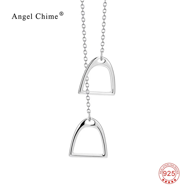 

925 Sterling Silver Double Luck Necklace Horse Hoof Horseshoe Pendants Necklaces Unisex Jewelry For Men/ Women GNX3410