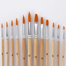 12 шт./компл. Краски щетка журнала Цвет нейлоновые волосы кисти для живописи маслом набор для воды Цвет Акриловые Рисование уп разные Размеры