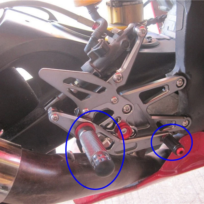 Motorcycle Replacement 8mm CNC Fixing Knurled Aluminium Footrests Foot Pegs Pedals For Racing Rearsets Rear Set or Similar (22)