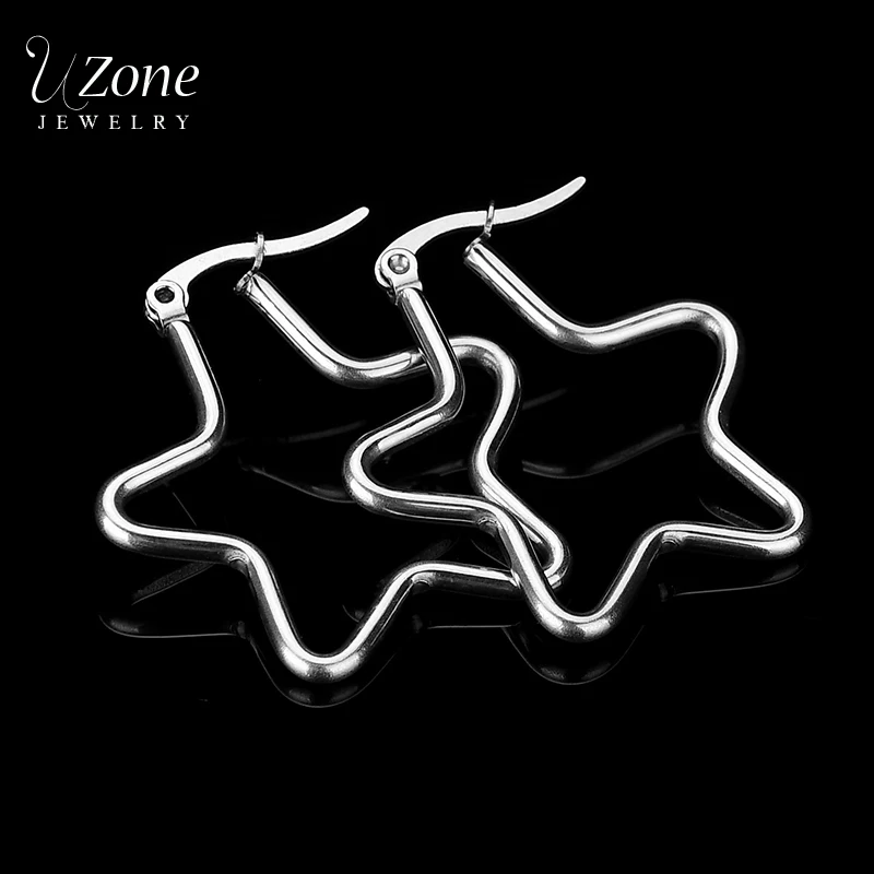 Uzone 2019 новые индивидуальные простые женские серьги-кольца из нержавеющей стали
