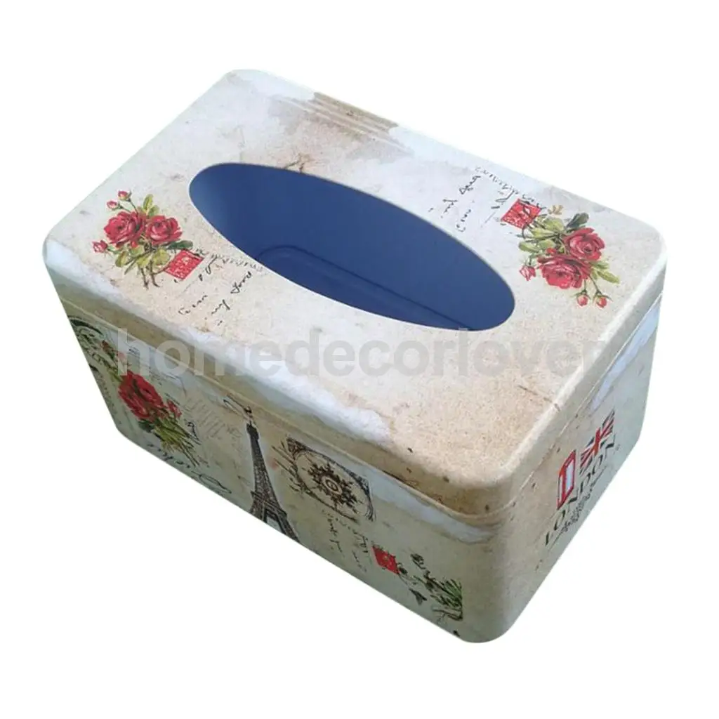 Tissue Box Cover Napkin Holder Car Paper Storage Container Tin Case Kitchen