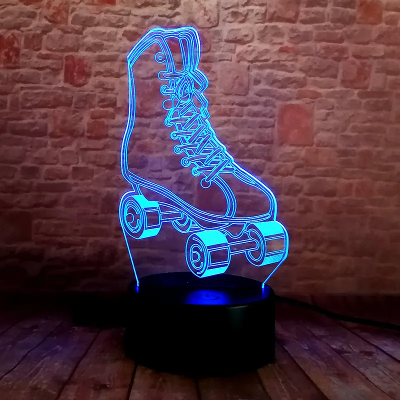 Роликовые коньки Модель 3D иллюзия Led красочные изменить настольный ночник Flash освещение Ics скейт фигурки и игрушки