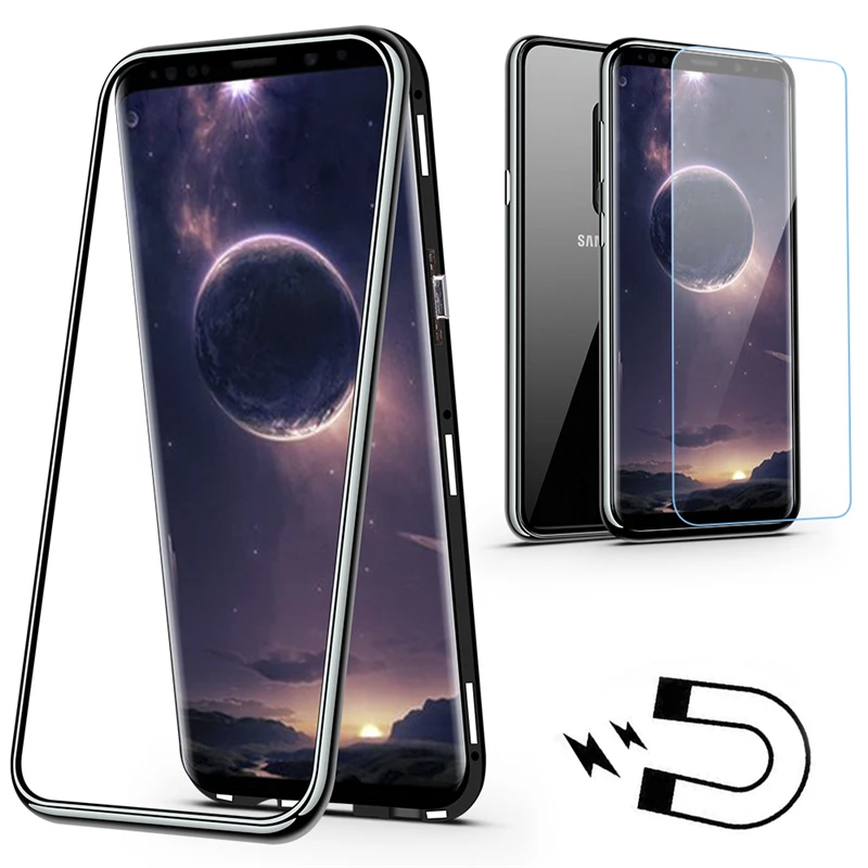 Флип чехол для Samsung Galaxy S9 S8 Plus Note 8 9 модный цветной магнитный стеклянный телефона S7