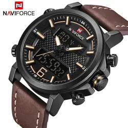 Элитный бренд NAVIFORCE Для мужчин Военная Кварцевые часы Для мужчин; Светодиодный аналоговые с указанием даты цифровой повседневные мужские