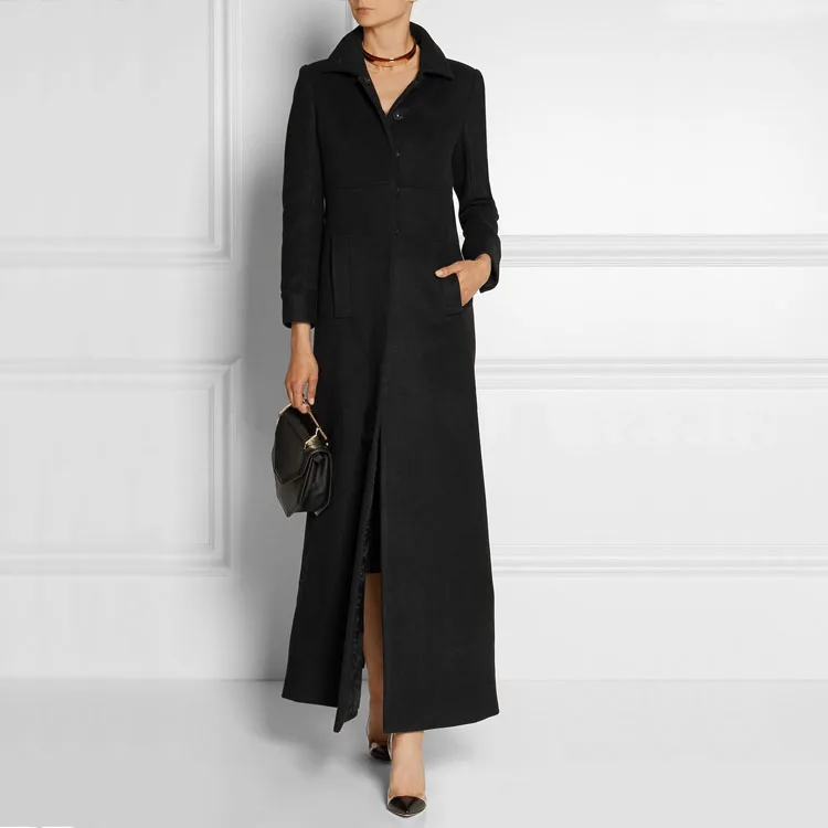 Fashion Slim Single Breasted font b Women b font Ultra Long Woolen font b Jacket b