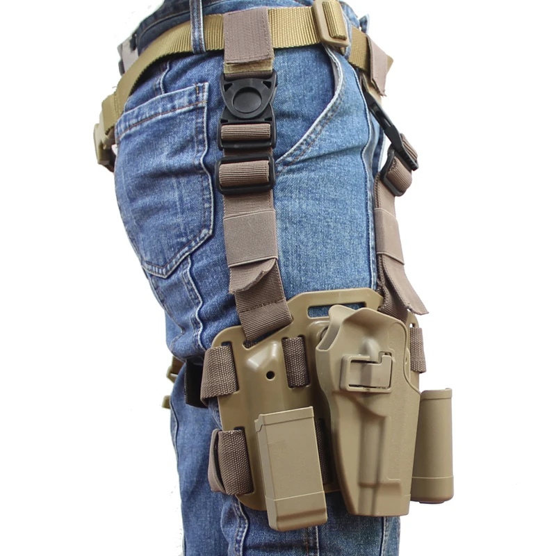 CQC M9 Gun Drop Right Leg Thigh  Magazine Flashlight Pouch Holster Beretta M9 M92 96 Hunting Gun Accessories For Outdoor Tactical Airsoft RL31-0024PBK-21
