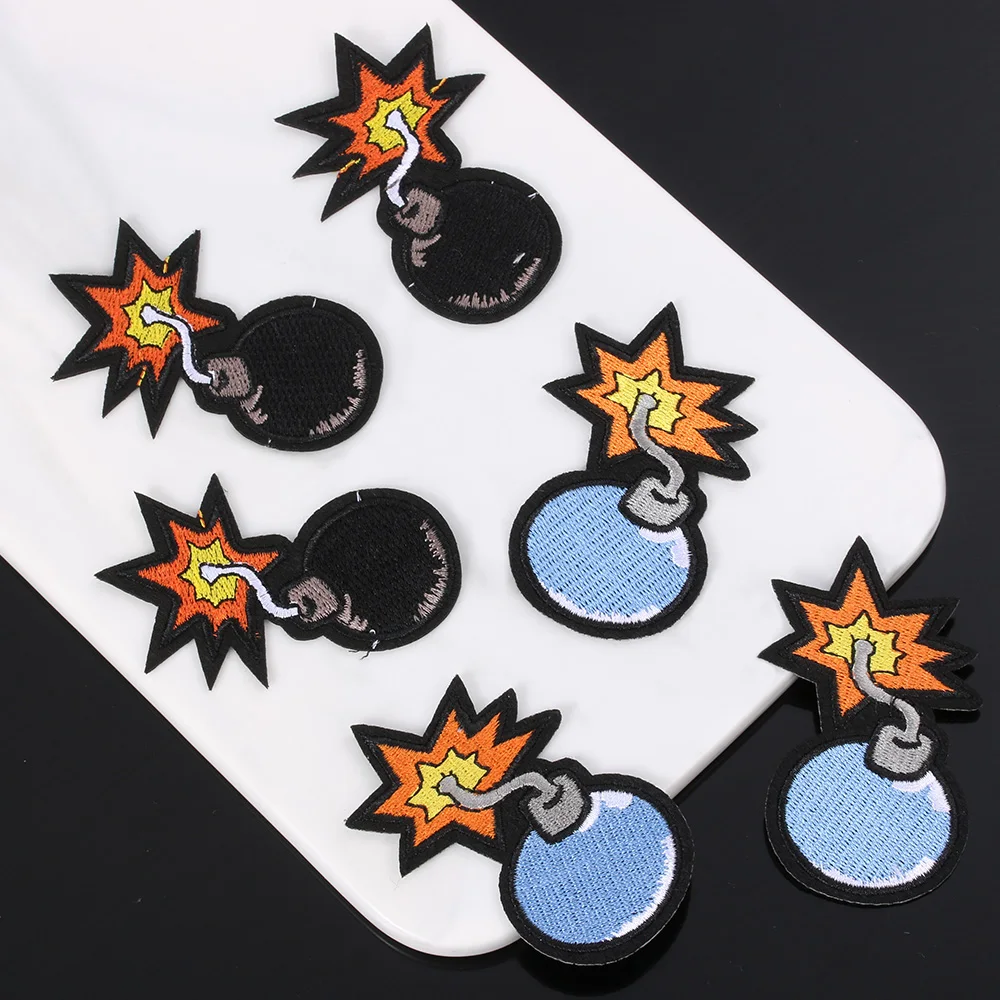 

3PCS Embroidered Sewing Black-Bomb Patches Iron-On Clothes Sticker Fabric Garment Applique Jeans Backpack Badge DIY Patches
