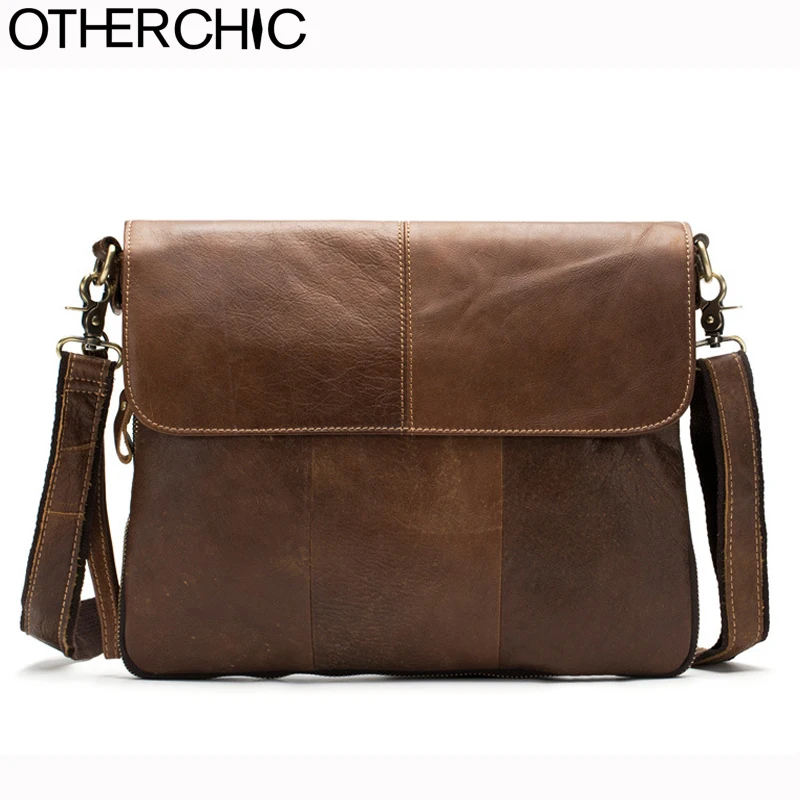 OTHERCHIC Genuine Leather Bags Men High Quality Messenger Bags Vintage