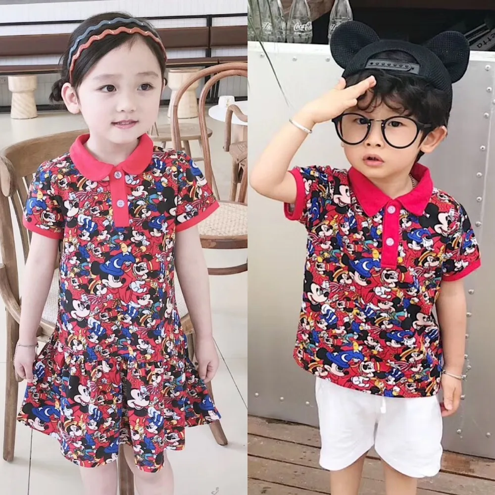 

toddler baby T-shirt turn-down collar cartoon character pattern boys tshirt toddler unisex infant summer tops