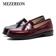 MEZEREON/Новинка года; повседневная женская обувь; женские лоферы из натуральной кожи; мокасины; Модные слипоны; женская обувь на плоской подошве