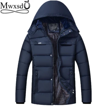 

Mwxsd winter Men Hooded warm Parka coat Mens thick fur jacket and coat Male Outwear Cotton-padded thicken overcoat outwear