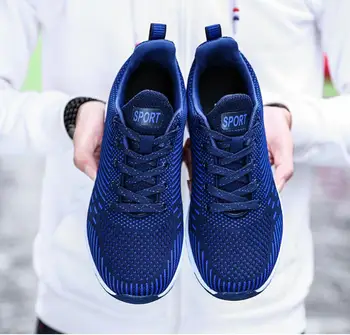 

Designer shoes men 2019 new Flying woven mesh Breathable lace-up Unisex couple casual flat Sneakers zapatos de hombre CS-128