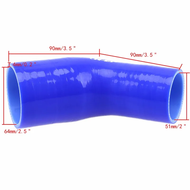 Posbay Регулируемый 38-76 мм 1," до 3" 45 градусов синий Локоть силиконовый шланг труба турбо впускной шланг трубка аксессуары для стайлинга автомобилей
