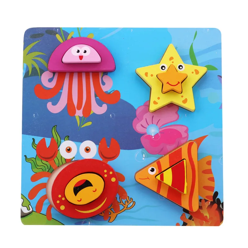  3D Animal Wooden Puzzles Montessori Educational Toys For Kid's Animal Learning Puzzle Teaching Aids - 32949025626