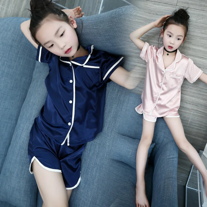 Girls Short Sleeve Cotton Nightwear Pajama set Top Bottom 2 pcs Pyjamas Age 3-13