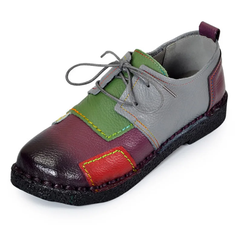 2018 New Fashion Women Shoes Genuine Leather Loafers Women Mixed Colors Casual shoes Handmade Soft Comfortable Shoes Women Flats (1)