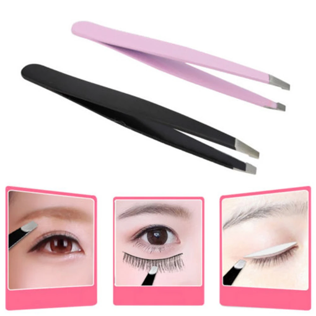 

2018 New Stainless Steel Slant Tip Eyebrow Tweezer Hair Facial Remover Makeup Tool For Beautiful Women