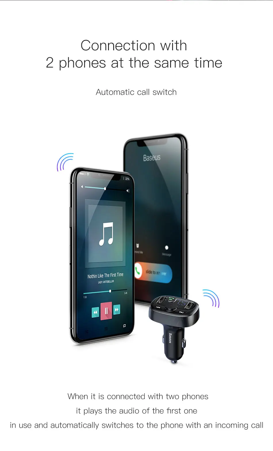 Baseus T-Typed S06 Bluetooth FM Modulator Car Charger buy online best price in pakistan