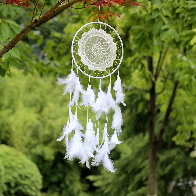 

2018 New Wind Chime Ornaments Creative Home Decoration Dream Catcher Bedroom Living Room Wall Feather Lace Pendant-60247