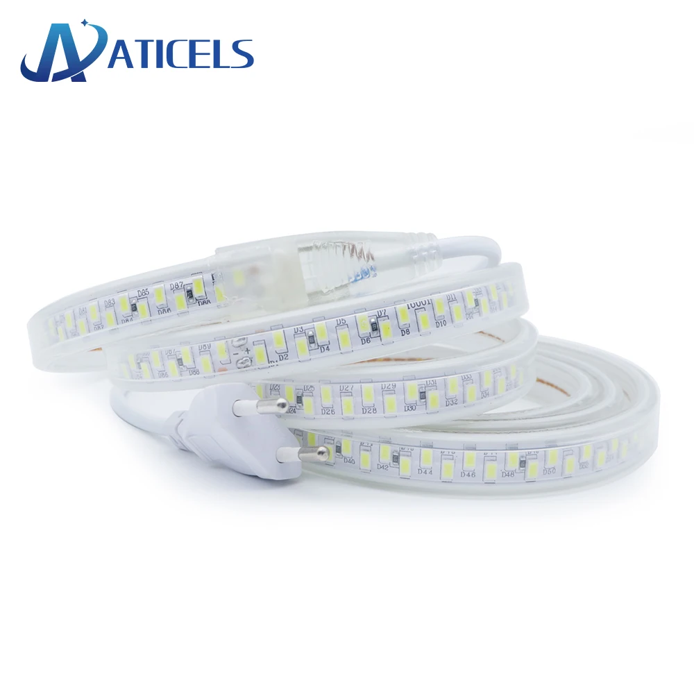 IP67 Waterproof 220V LED Strip SMD 5730 180LEDs/m 1M-10M Super Bright Flexible Light for Indoor Outdoor Lighting
