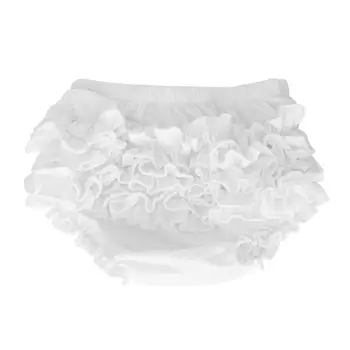 

Baby Girl Ruffle Lace Pure Cotton Panties Diaper Cover for Halloween Size S(White)