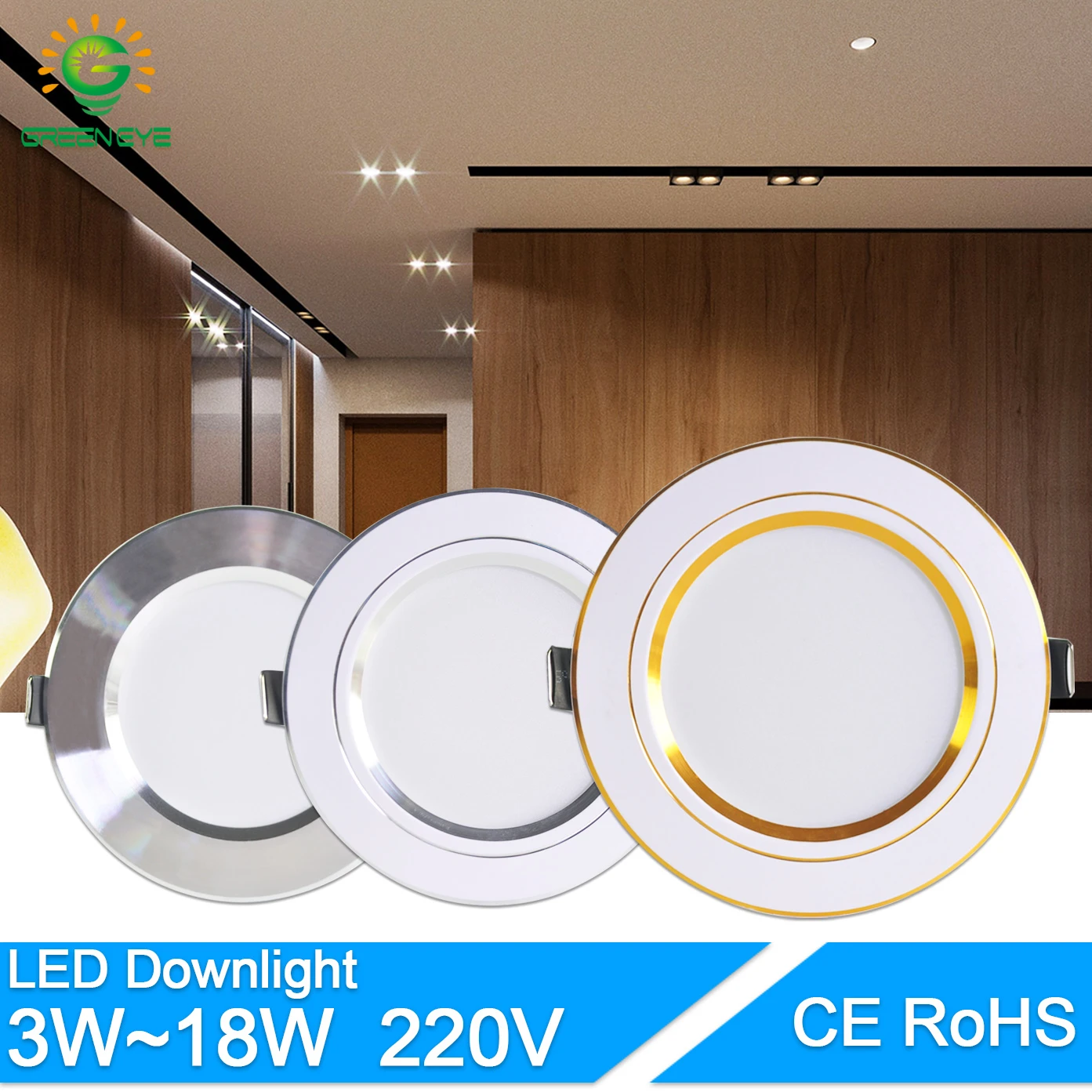 down light Downlight 3W 5W 9W 12W 15W 18W Spot led downlight AC 220V gold Silver White Ultra Thin Aluminum Round Recessed LED Spot Lighting recessed spotlights