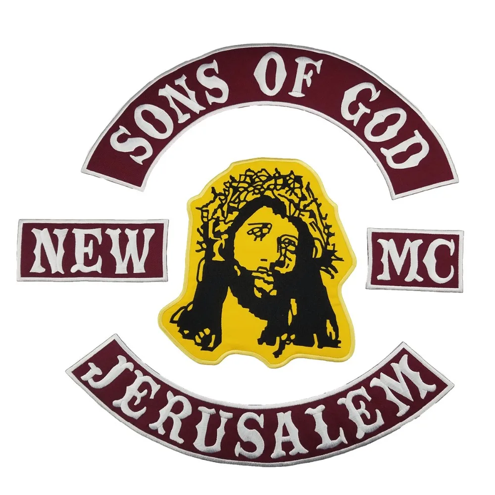 Sons of God Jerusalem New MC Motorcycle Biker Embroidered Iron On Back of Jacket Patch DIY Eco-Friendly Free Shipping(1)
