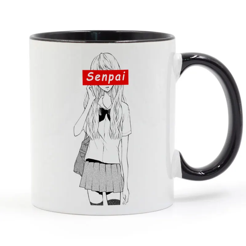 Японская кофейная кружка Harajuku SENPAI jk керамическая чашка с цветной ручкой подарки