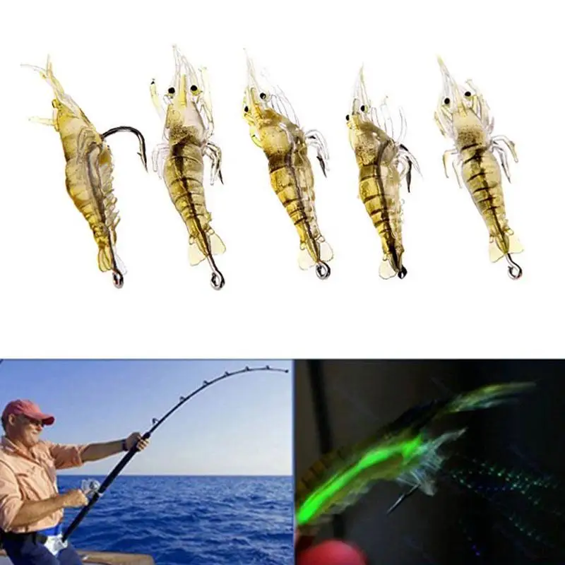 relefree New soft artificial shrimp baits 5pcs soft shrimp lure 4CM