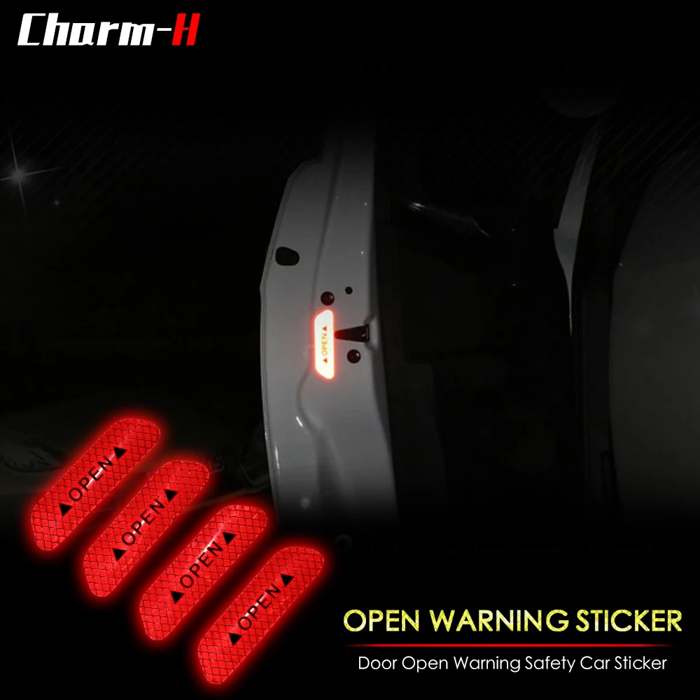 

Car Reflective Tape Safety Warning Sign Mark Strip Decal Sticker Door Open Notice Bicycle Accessories Universal for BMW Benz