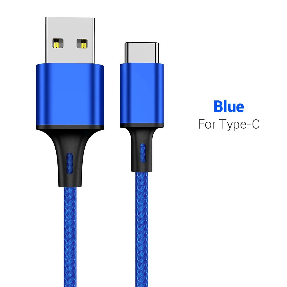KISSCASE Micro usb type C кабель для Xiaomi huawei кабель для мобильного телефона Быстрая зарядка type C USB кабель для samsung Note 10 9 зарядка - Цвет: Blue For Type-C
