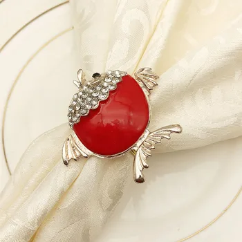 

5PCS hotel creative napkin ring drip oil red fish alloy napkin buckle napkin ring cloth ring towel buckle