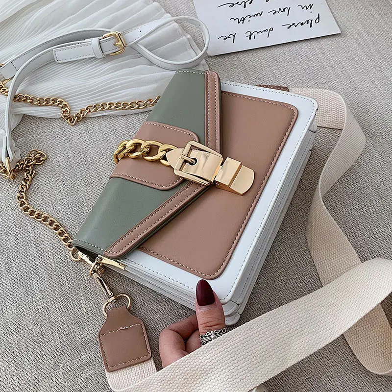 Contrast color Leather Crossbody Bags For Women 2019 Travel Handbag Fashion Simple Shoulder Messeng - 33053869239